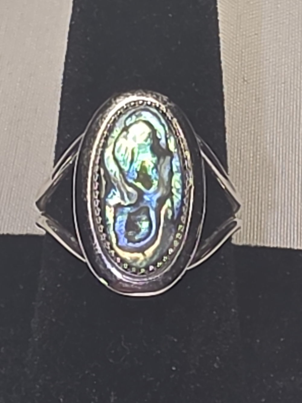 Sterling Ring with Iridescent Abalone Shell - Multicolor, SZ 5